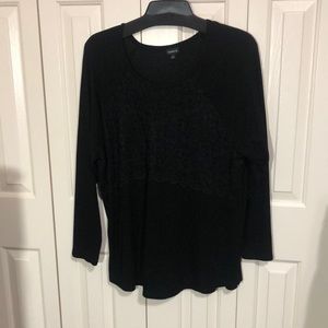 Torrid black ribbed sweater with lace size 4